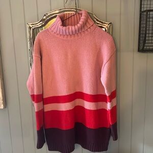 Women’s Loft size medium turtleneck sweater longer length with stripe detail